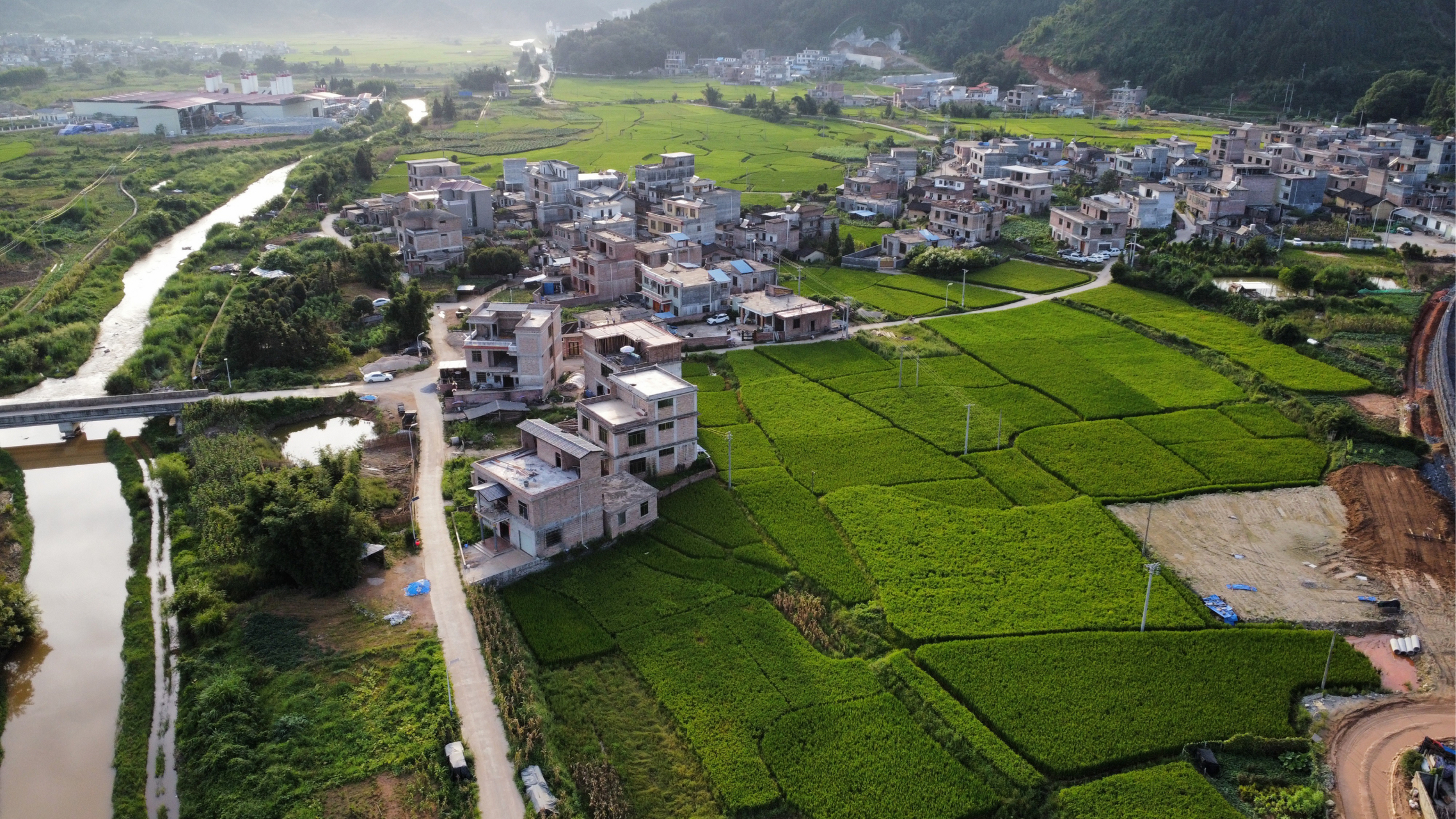航拍贺州市八步区南乡镇乡间田园风光  从空中俯瞰,贺州市八步区南