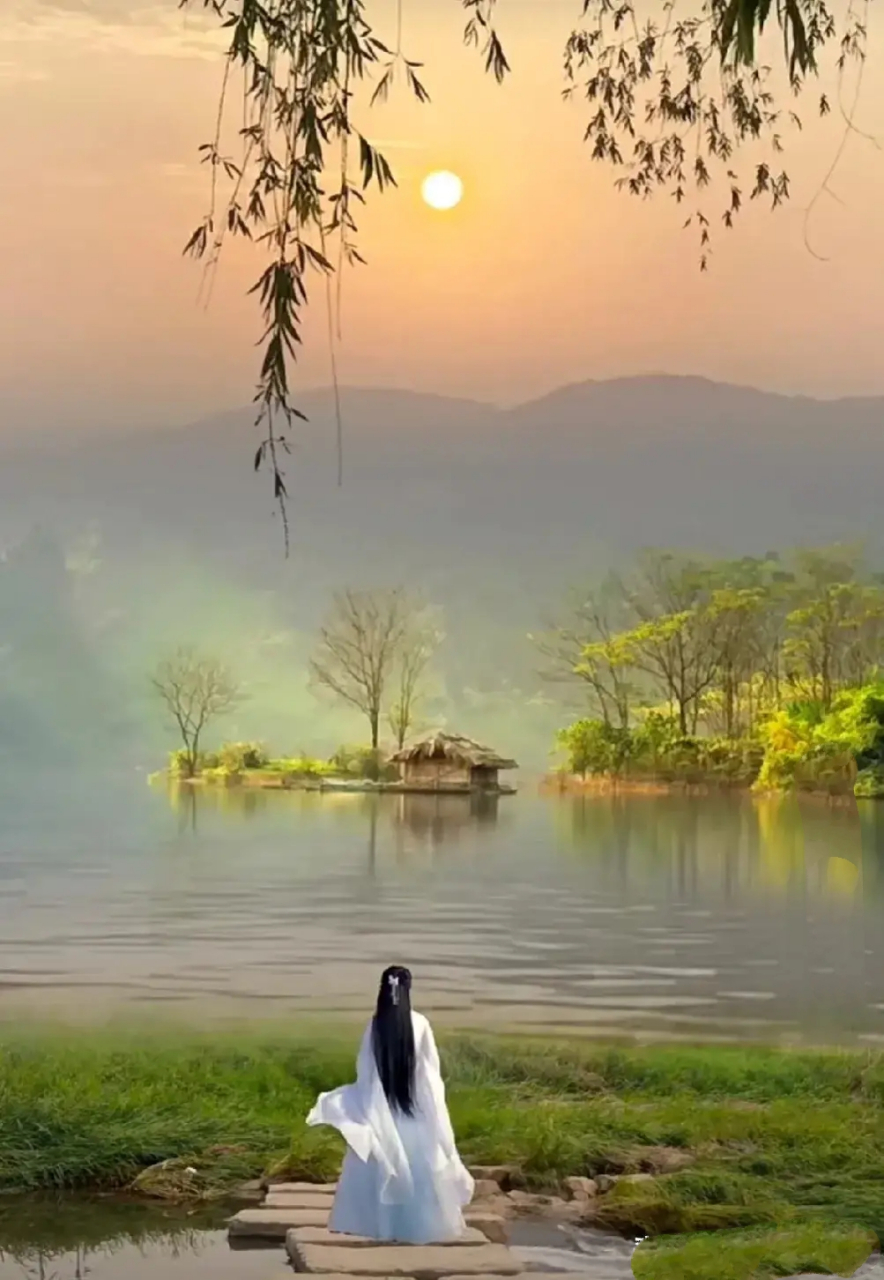 唯有淡泊明志,  才能高卧待晓.  不求名利不求权,  但愿求得心中安.