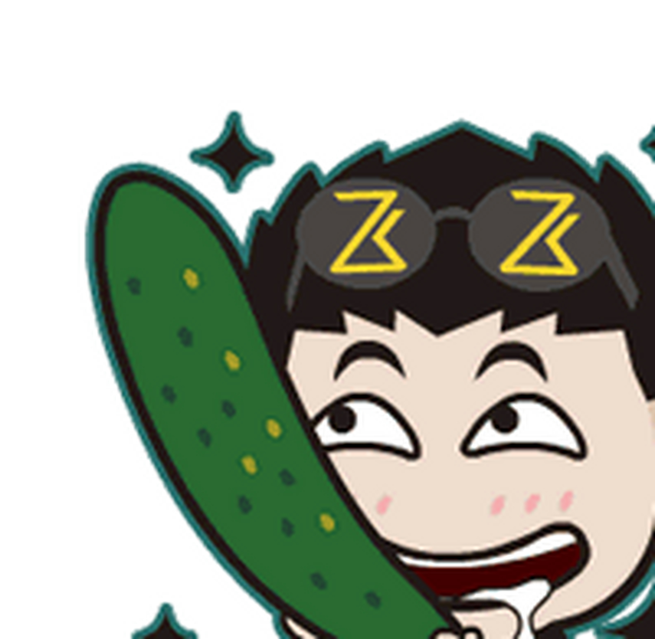 突然坐在下铺正喝水的大明被上面掉下来的一根黄瓜砸在了脑袋上疼痛