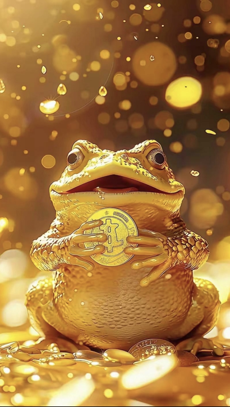 金蟾翩然踏霞光,降临尘世送吉祥,招财进宝愿皆偿.