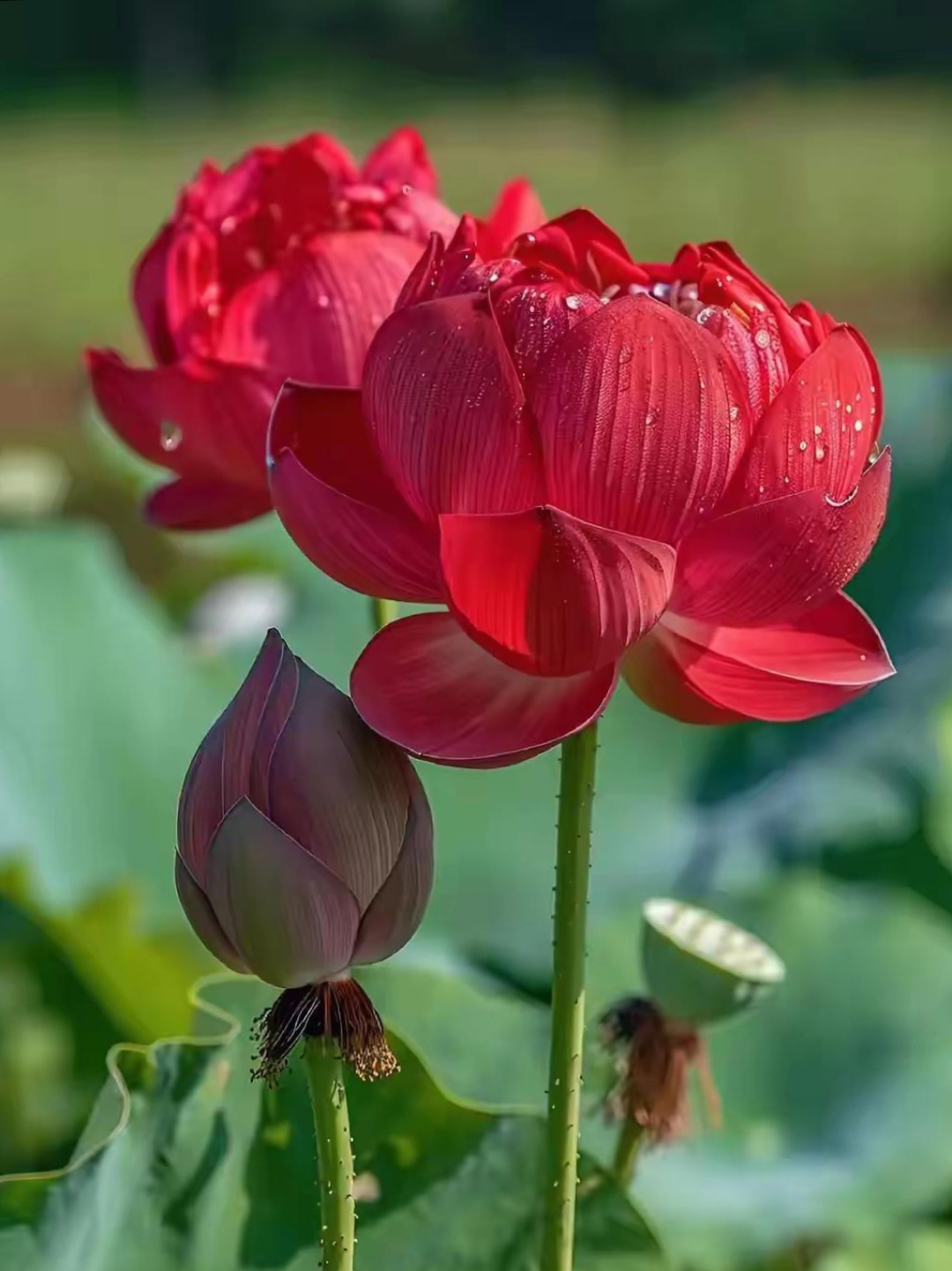 炎炎夏日,红莲们竞相绽放,每一朵都如同火焰般热烈.