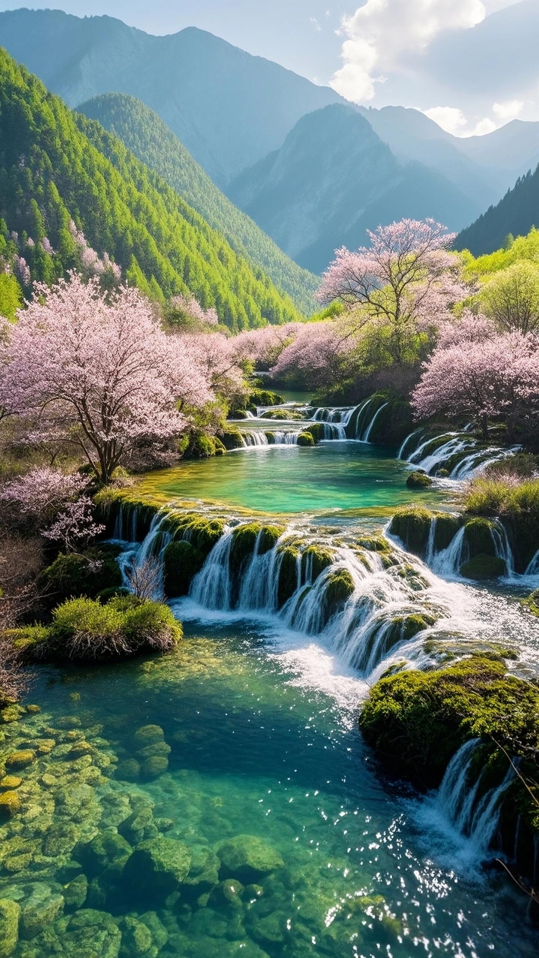 碧波荡漾的河水像流动的翡翠,瞬间抚慰疲惫的双眼