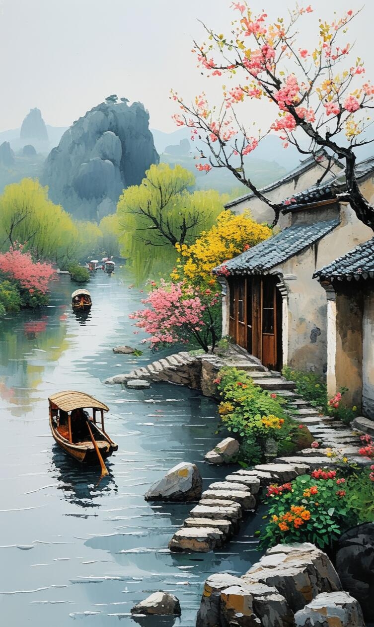 共醉于这份独 江南水乡美景图片江南水乡画江南水乡画简单又好看江南