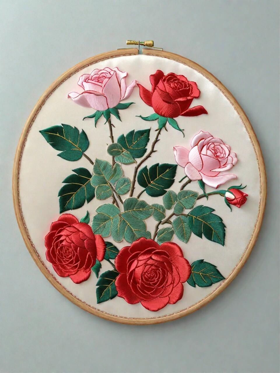 哇,这些立体绣花玫瑰太美了,每一瓣都针脚细腻,仿佛能闻到花香呢!