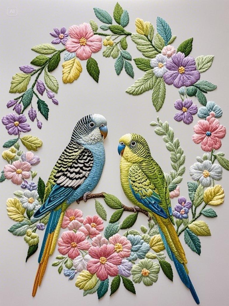 精美的花鸟刺绣作品令人叹为观止,这技艺真是匠心独运,让人不禁驻足