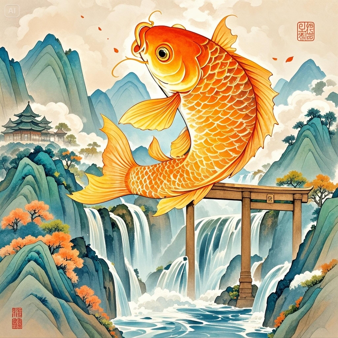 红鲤跳龙门,好运连连,寓意着吉祥如意,事事顺心!#热点引擎计划