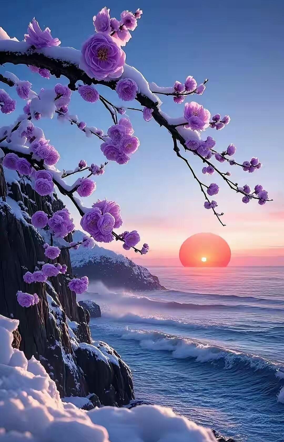 在这寒冷的冬日,那片梅花如海浪般绽放,美得令人心醉,仿佛是大自然最