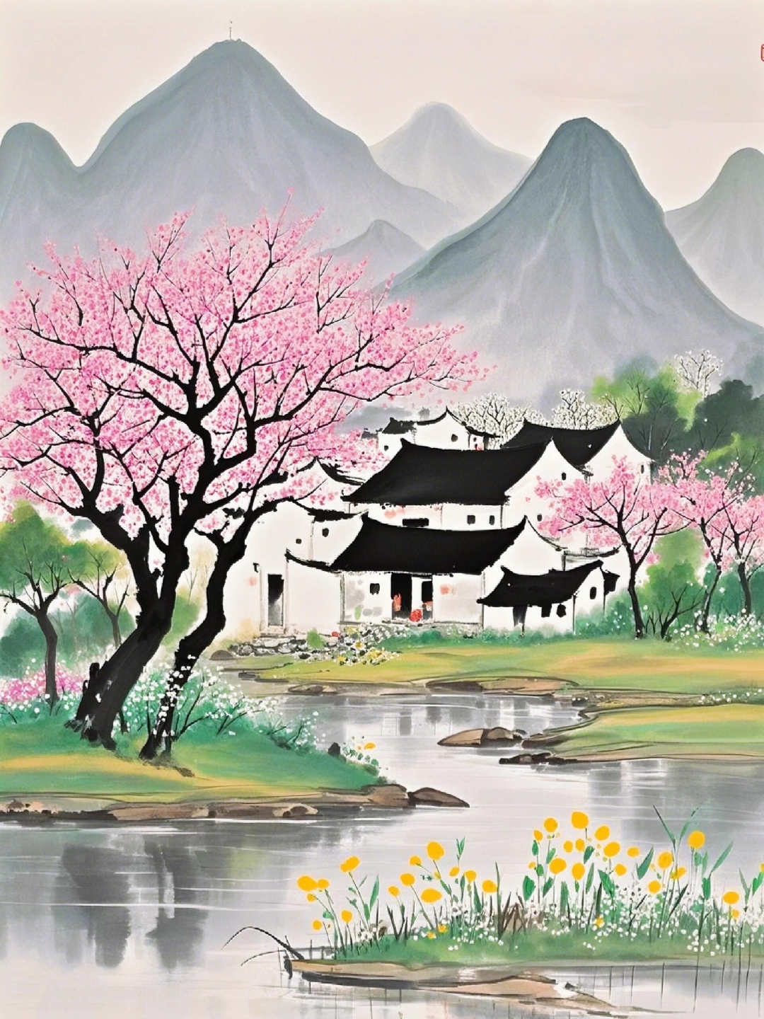 春天里的小桥流水人家,粉樱如梦,美得让人心动