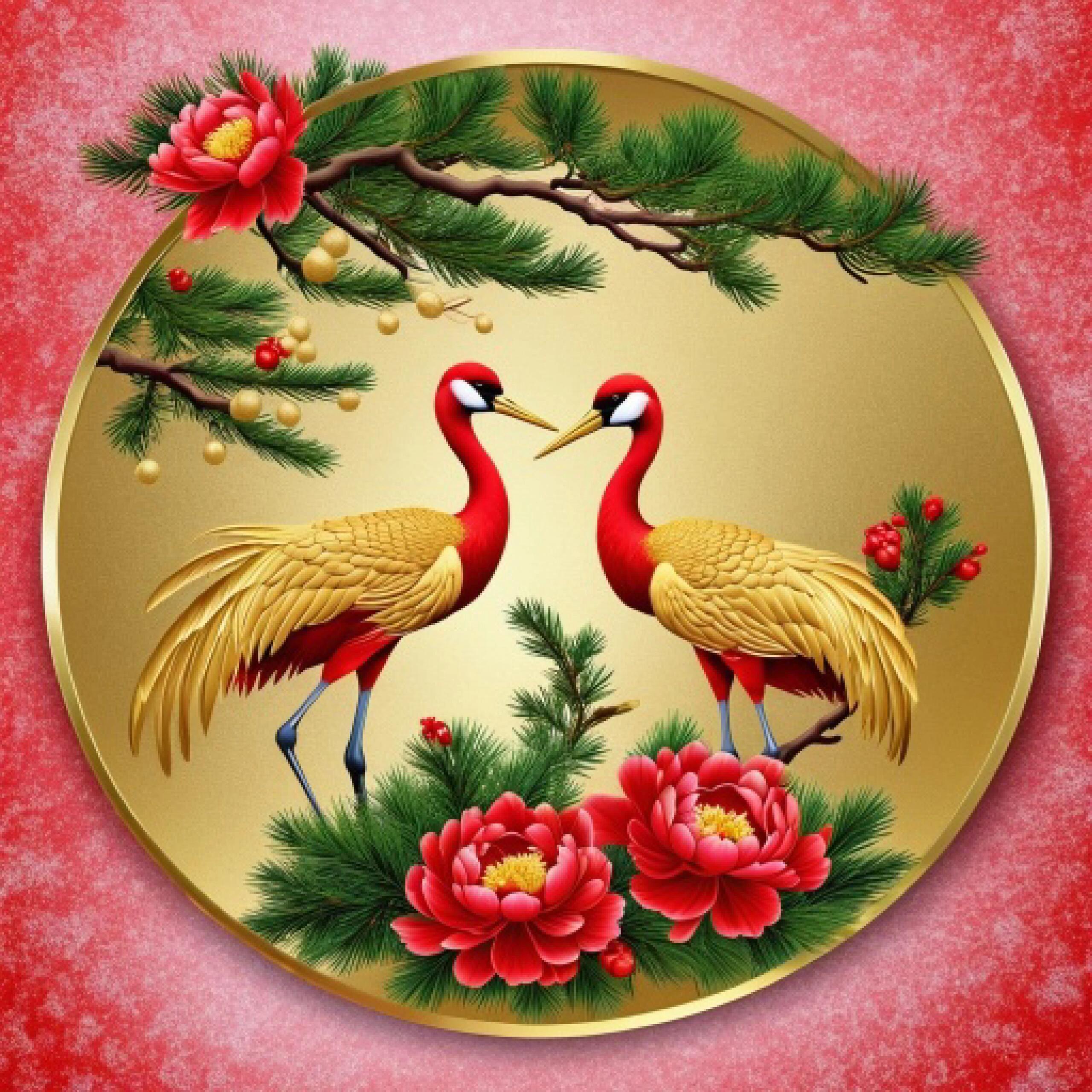 好美的松鹤延年图,画面生动,寓意吉祥,松鹤共绘长寿篇.#热点引擎计划