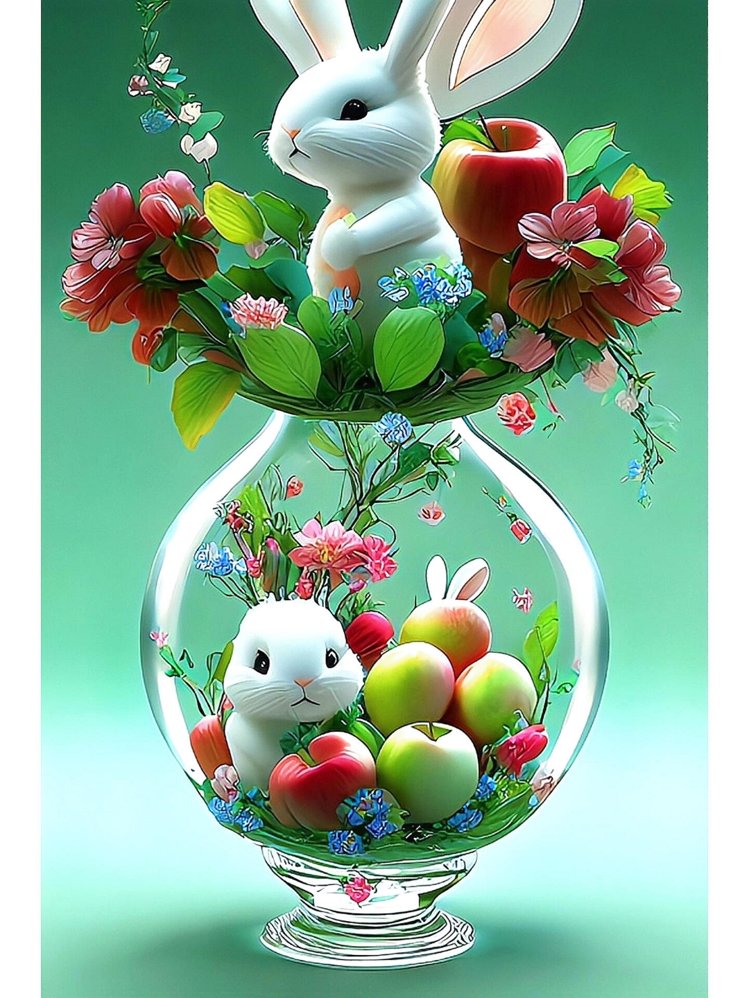 瞧这小兔子,真想把它从花瓶里抱出来!