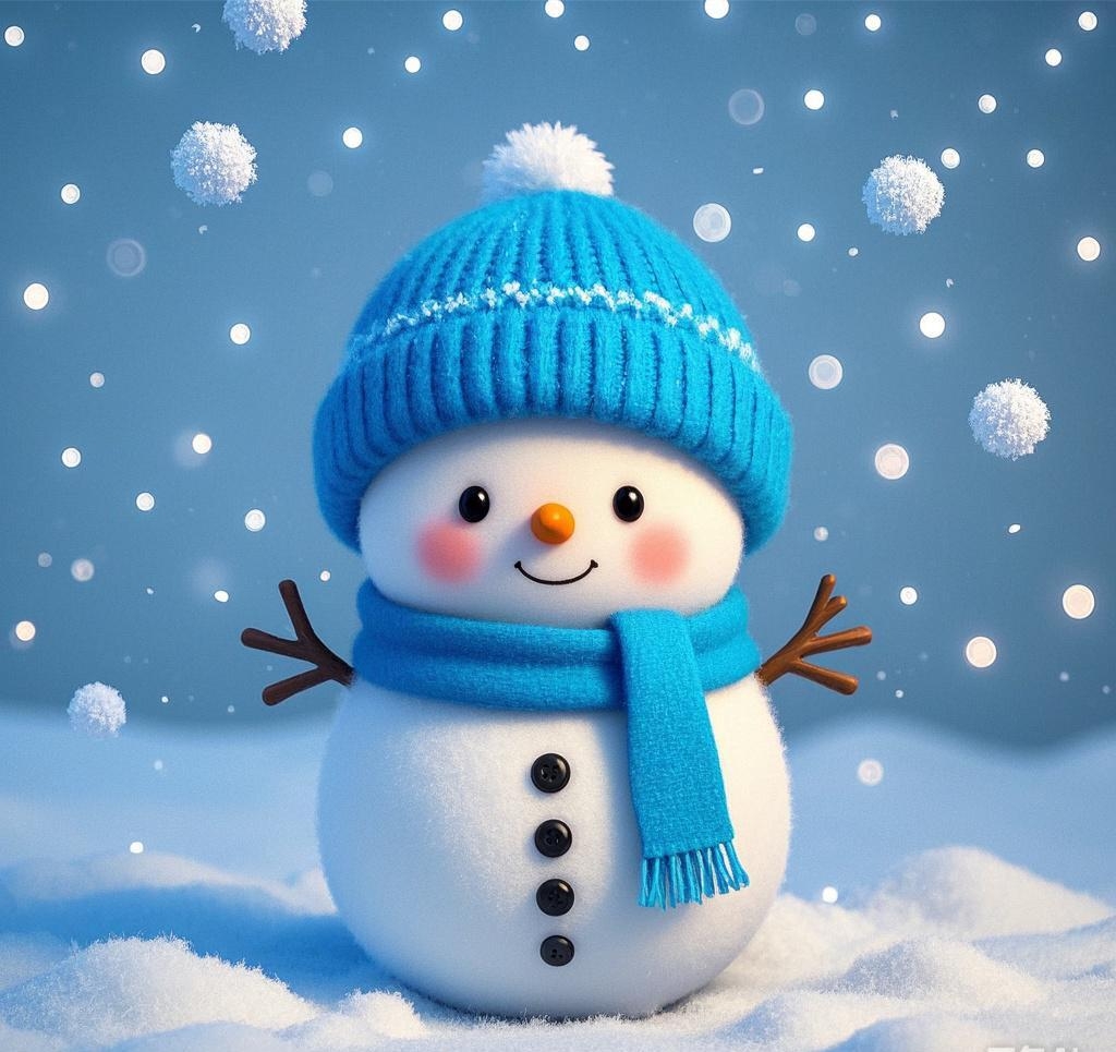 孩子兴奋地围着雪人宝宝转圈,笑声在寒冷的空气中回荡,温暖了冬日的心