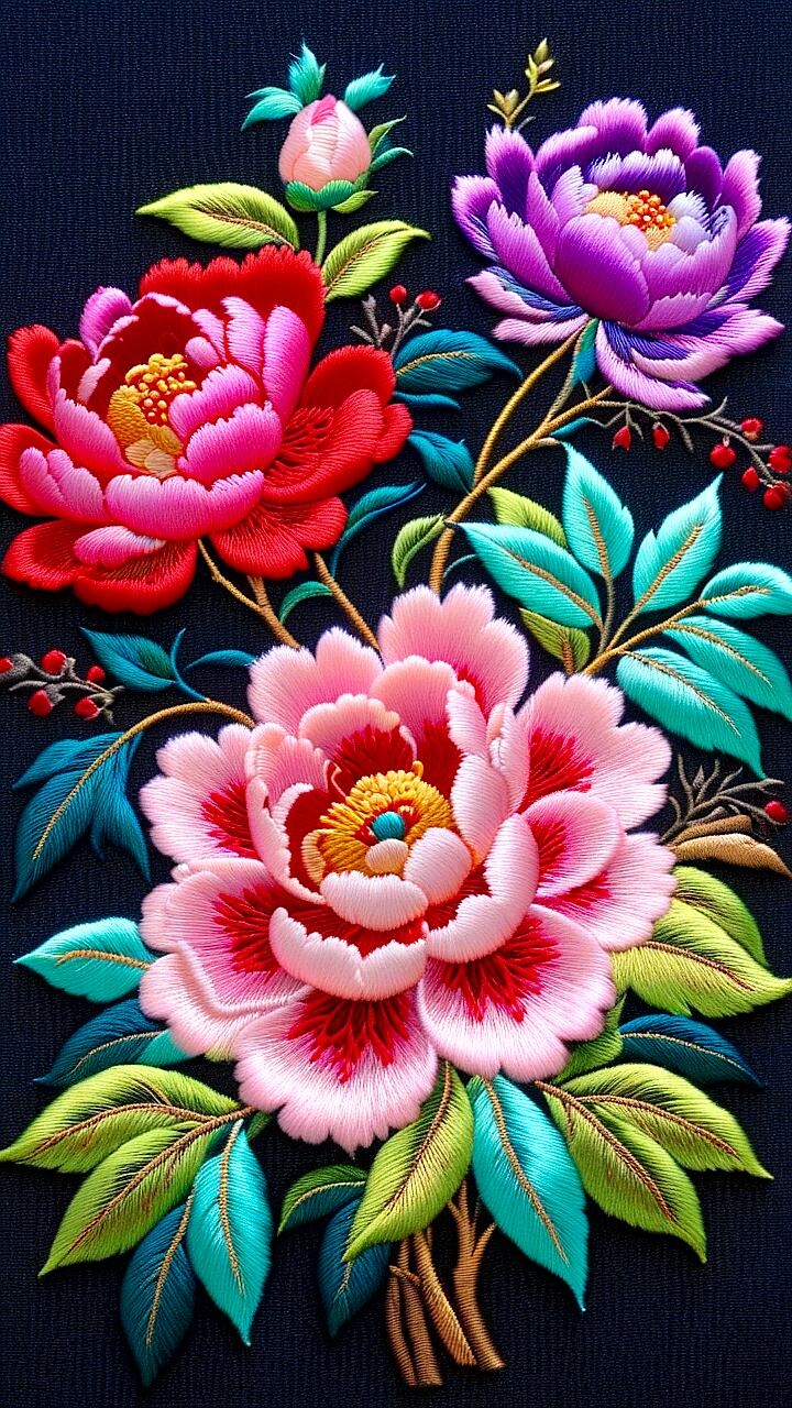 好美丽的牡丹刺绣作品,每一针一线都蕴含匠心,令人赞叹不已,仿佛能