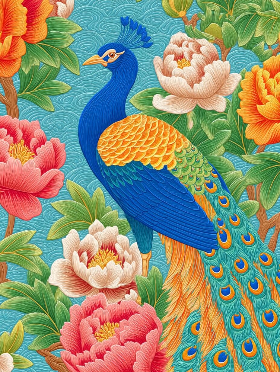 这孔雀刺绣简直美得摄人心魄!