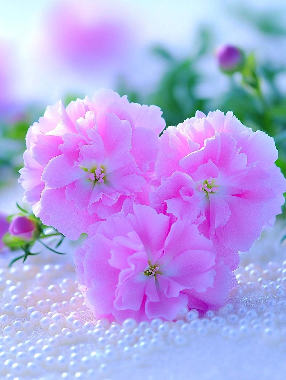 紫粉色的康乃馨花束,让人心情瞬间变得温柔起来～放在桌上轻轻摇曳