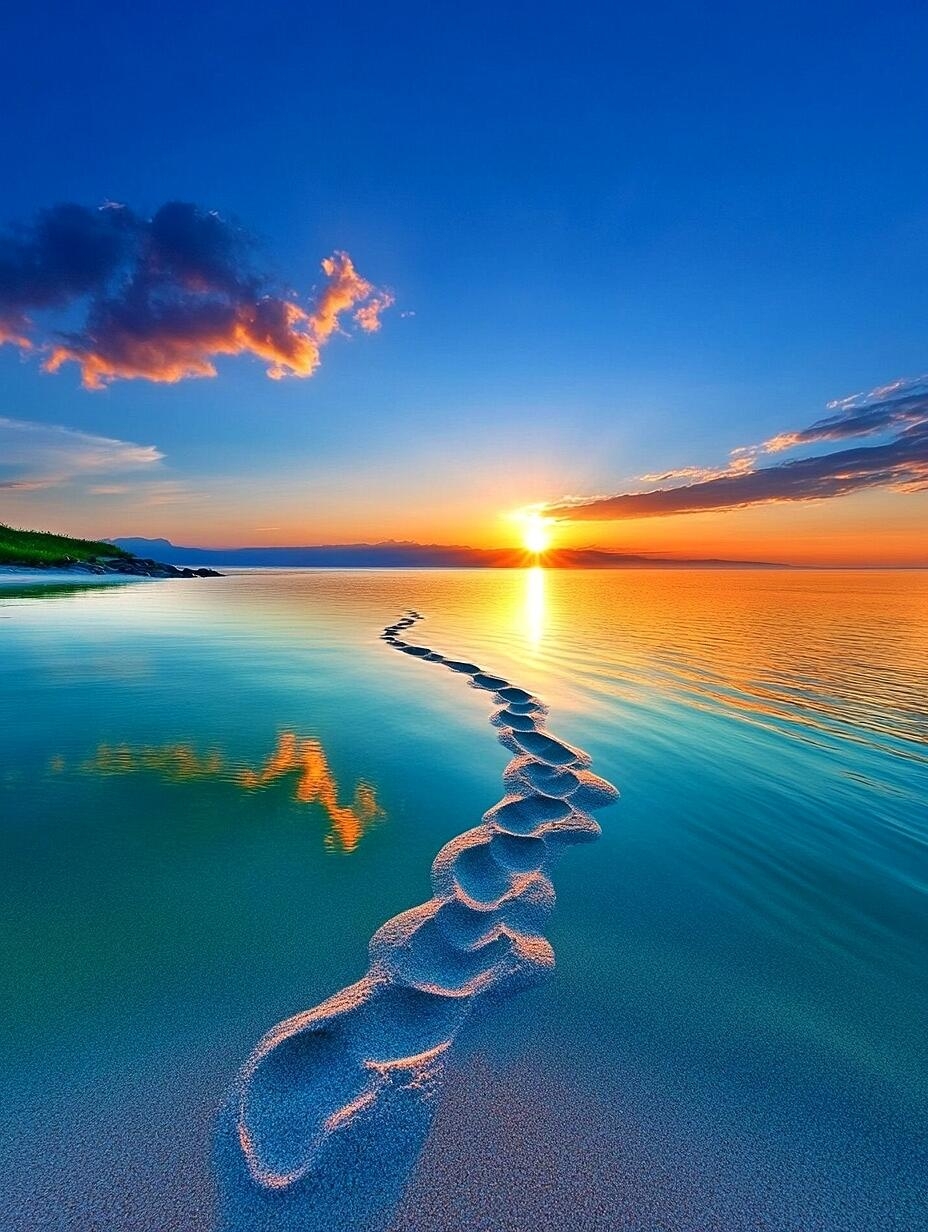 当晨曦初破,海风轻柔地拥抱着海岸,金色的阳光倾洒,如同温柔的笔触,将