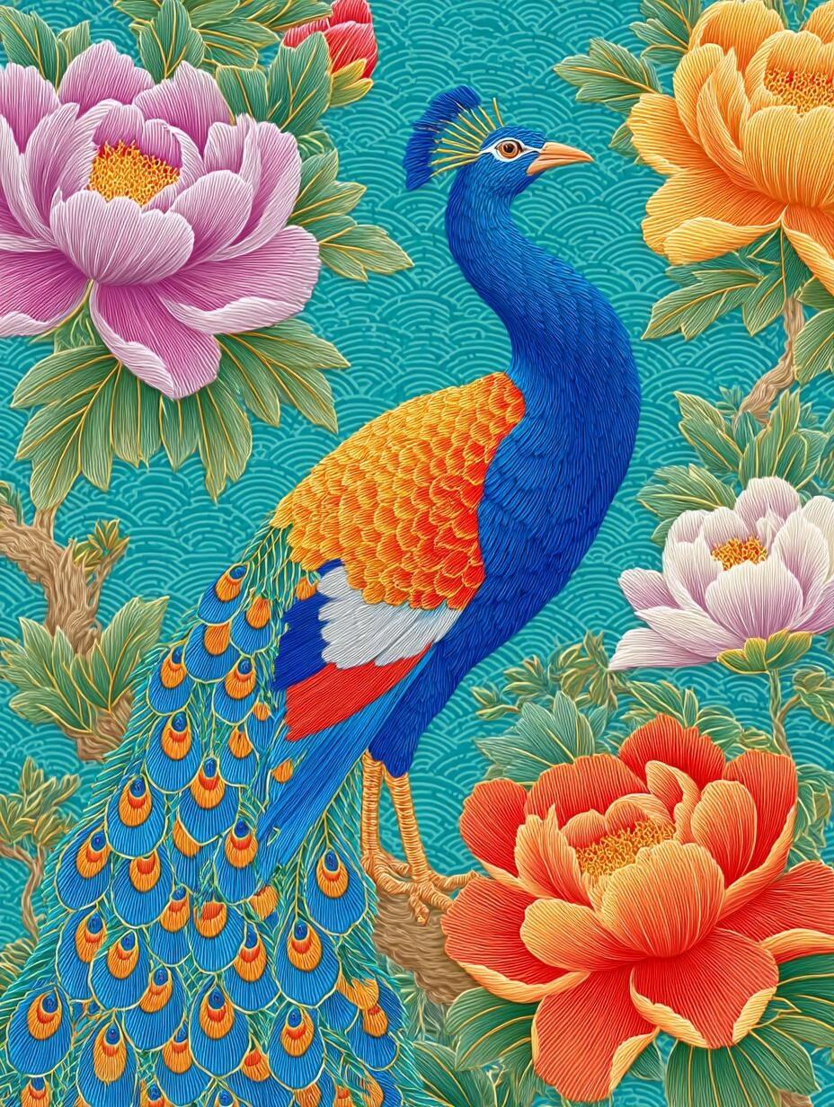 这孔雀刺绣简直美得摄人心魄!