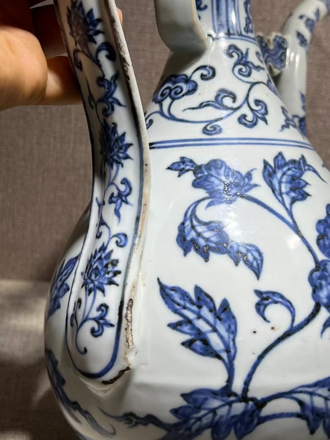 青花牡丹纹执壶 高30长27,全品完整 青花瓷,古韵今香,一壶好茶,静待