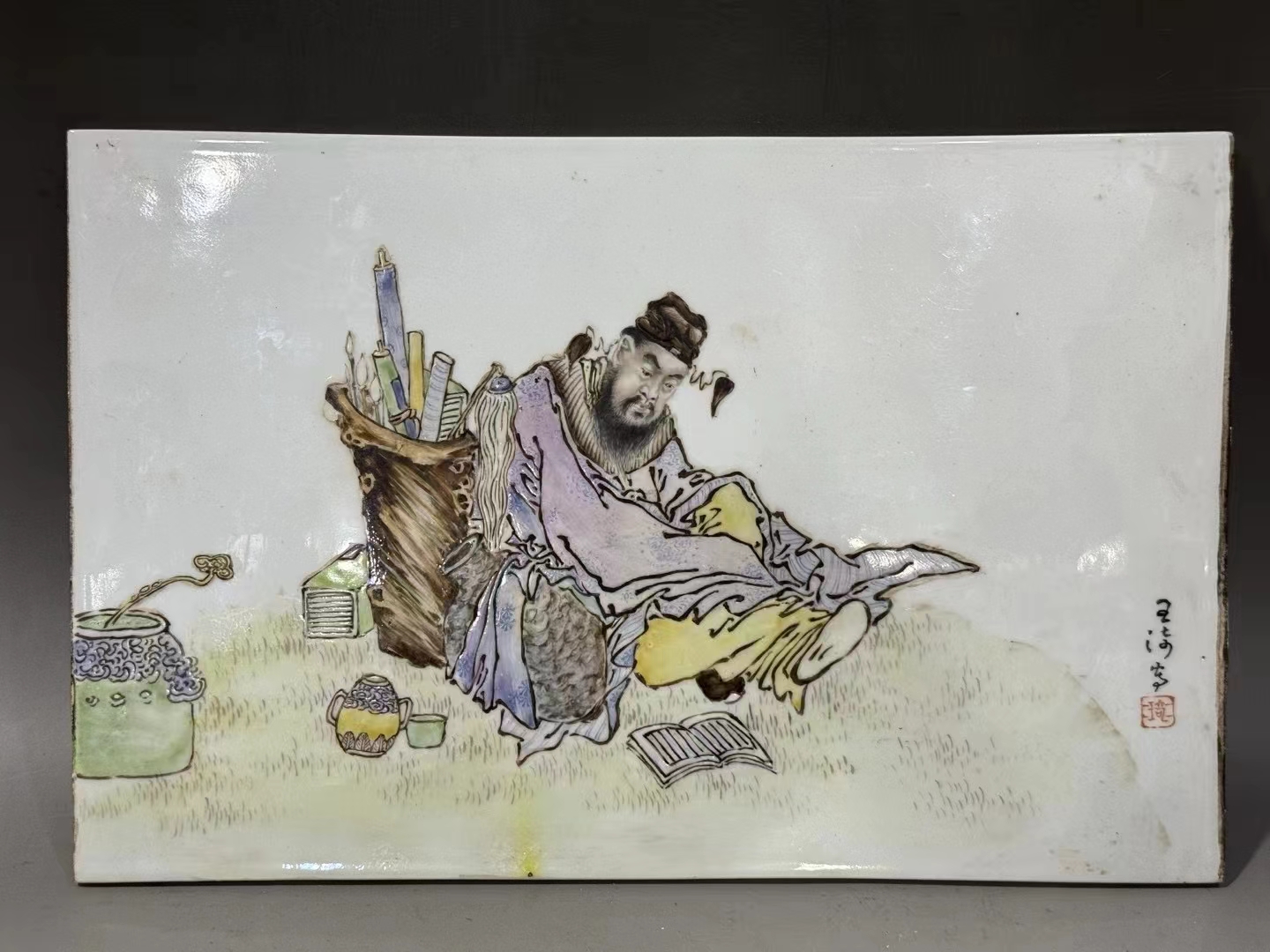 王琦款新粉彩人物瓷板 尺寸27*41.