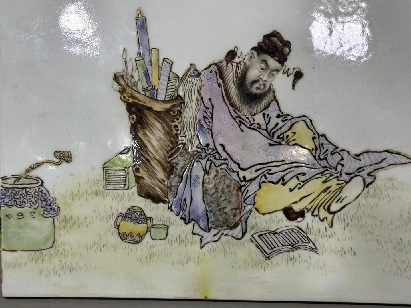 王琦款新粉彩人物瓷板 尺寸27*41.