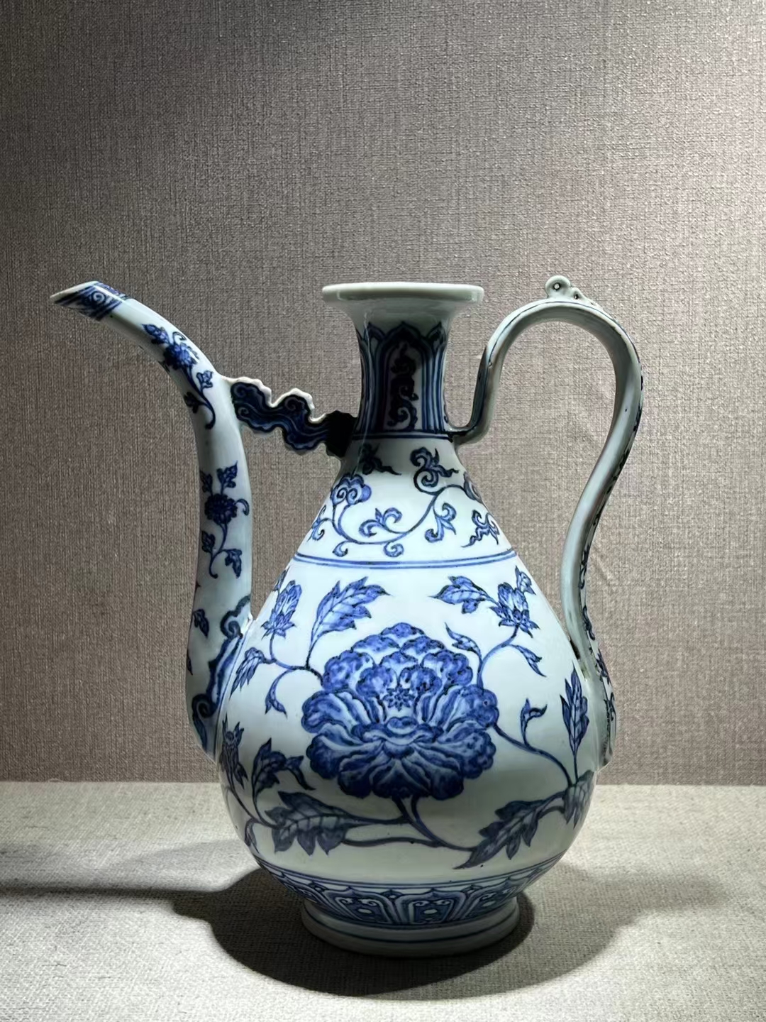 青花牡丹纹执壶 高30长27,全品完整 青花瓷,古韵今香,一壶好茶,静待