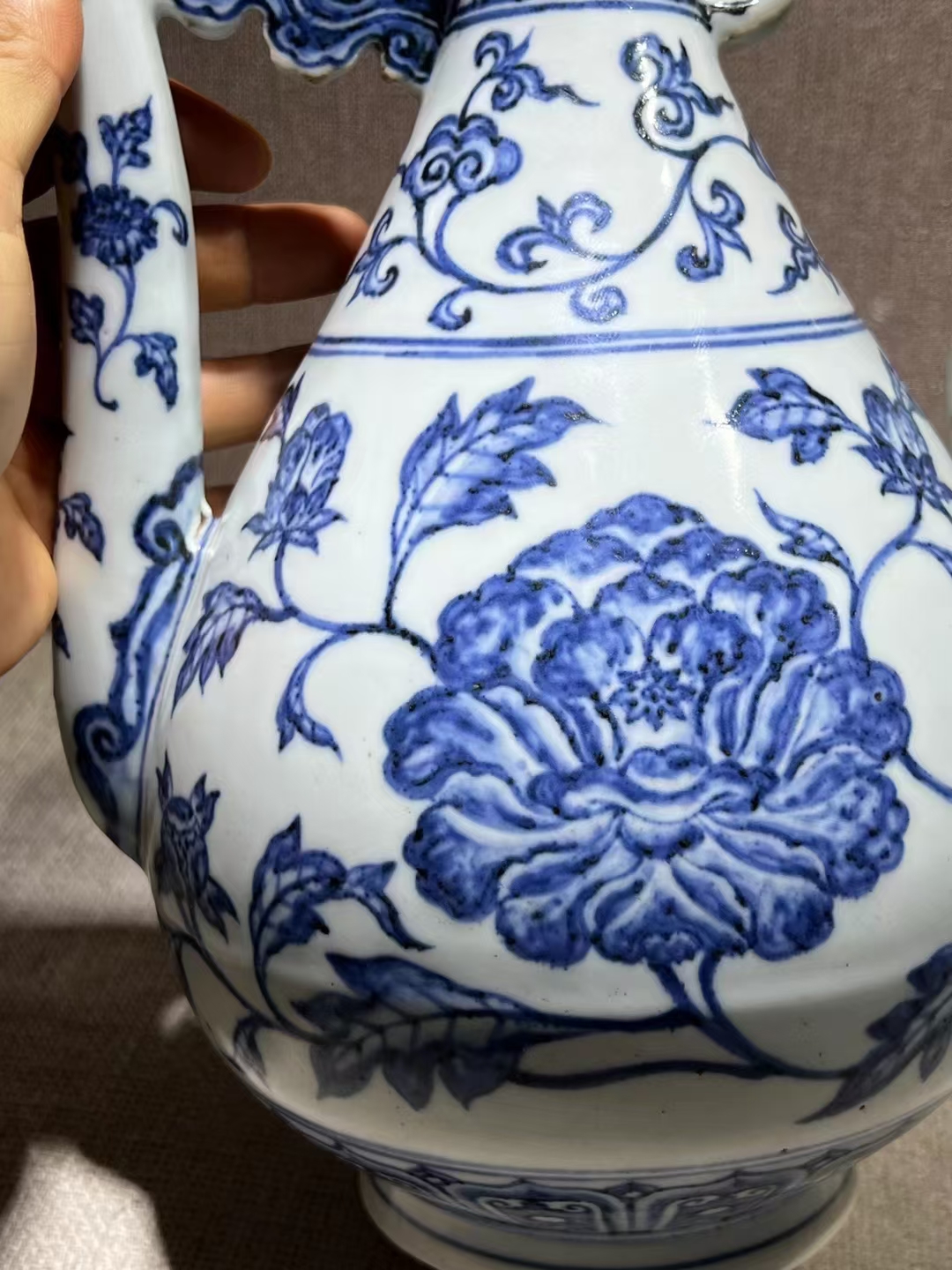 青花牡丹纹执壶 高30长27,全品完整 青花瓷,古韵今香,一壶好茶,静待