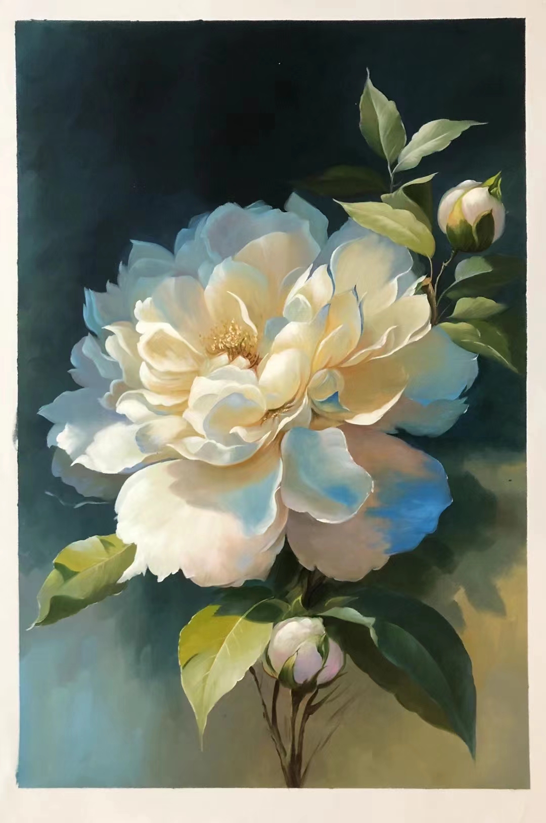 油画《月季花》
