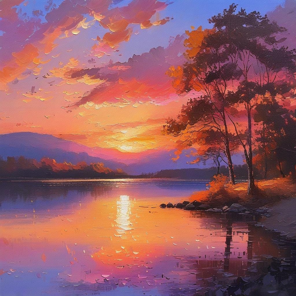 手绘原创厚彩风景油画,规格70*70