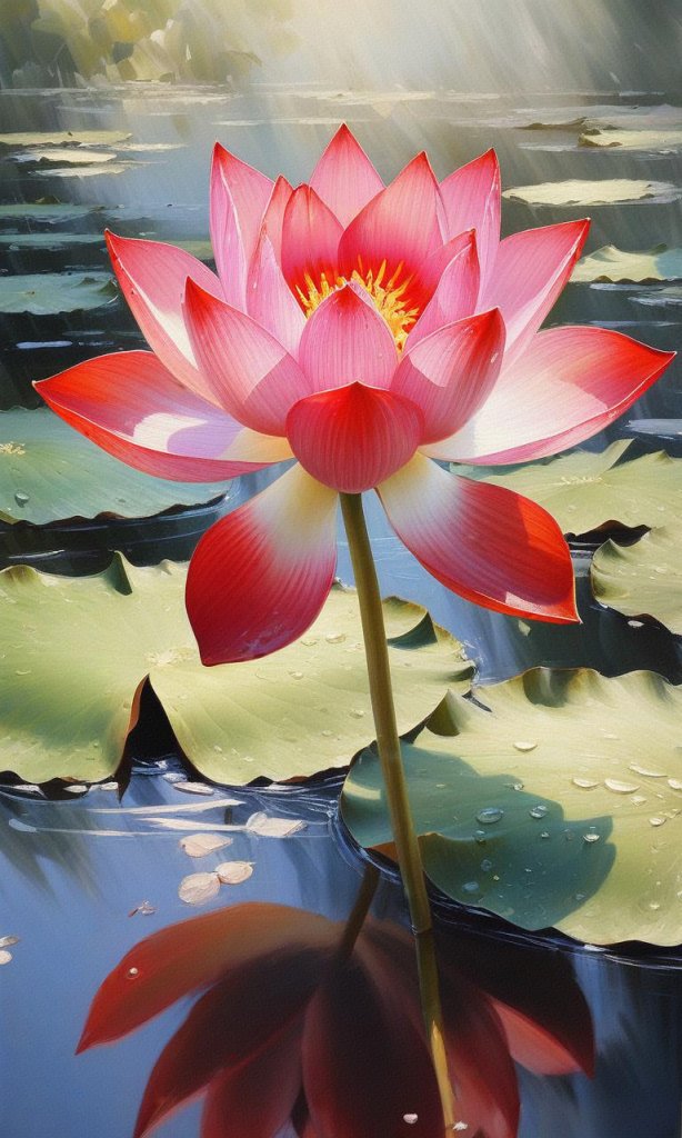 手绘原创厚彩写实油画《荷花》,规格120*70