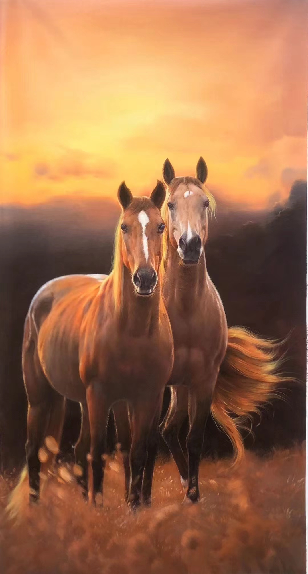 大幅写实动物油画《马到成功》