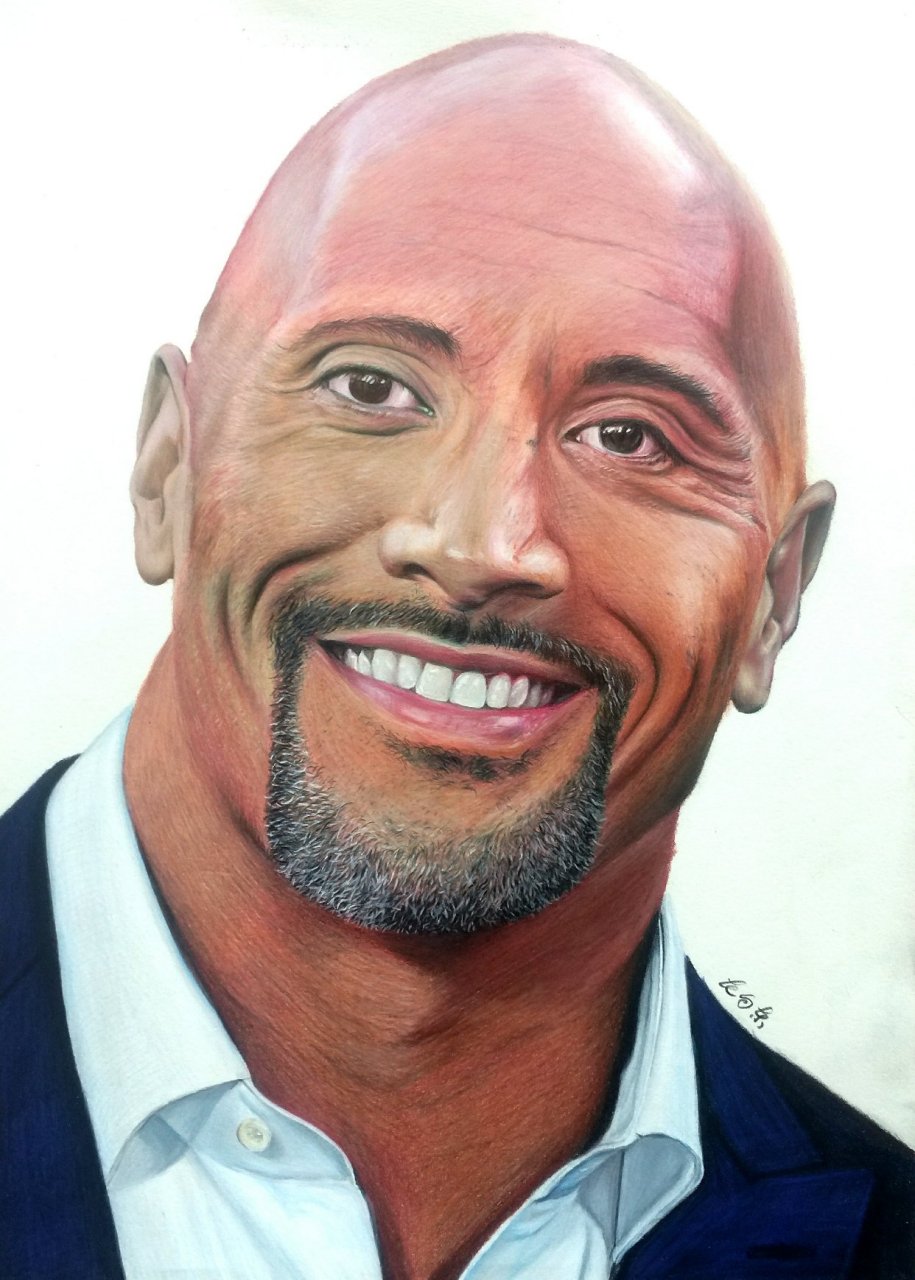 巨石强森彩铅画