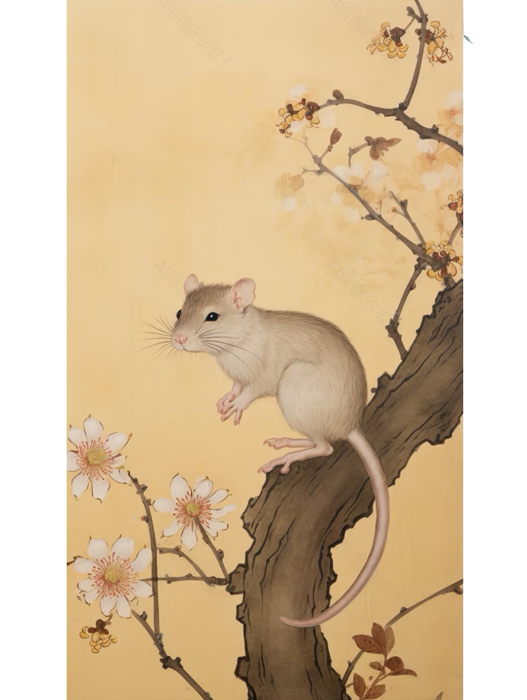 富贵常相随,评论区留下一句"大吉大利,财工笔老鼠财运鼠的图片工笔画