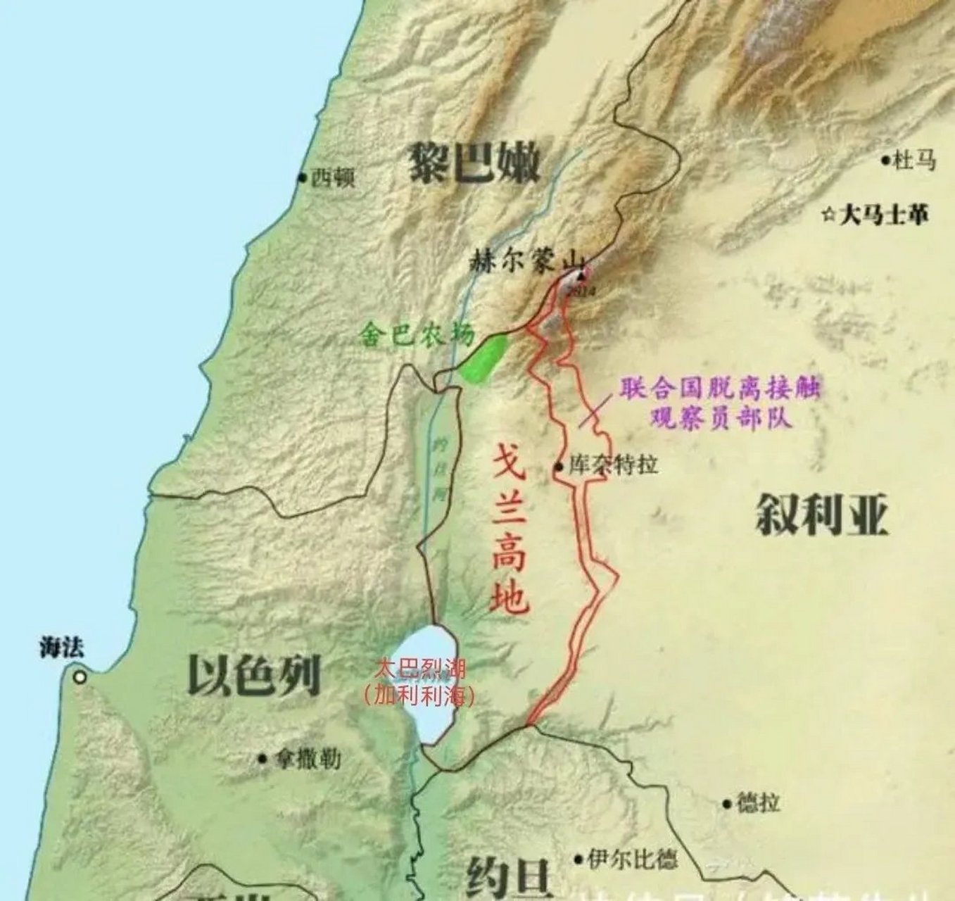 戈兰高地西与以色列接壤,是叙利亚西南边陲的战略要地,从戈兰高地可以