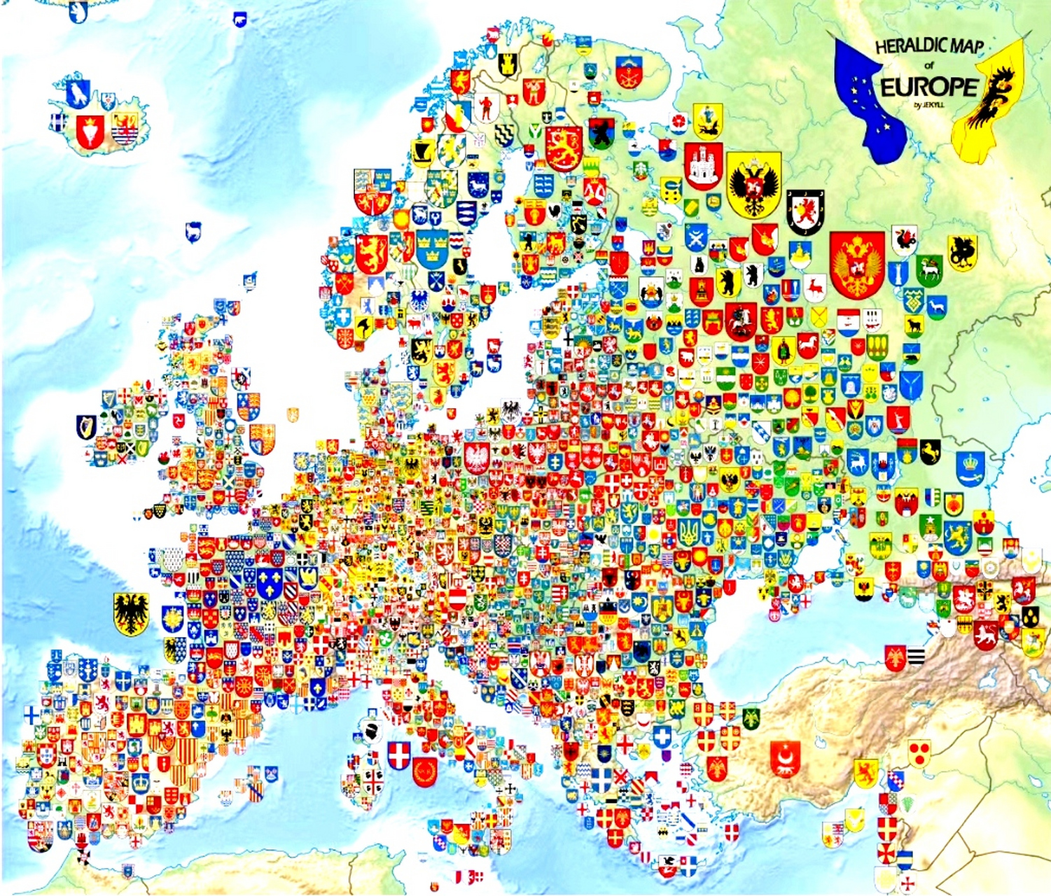 欧洲大区徽章地图 鹰07,狮子03,十字架文化影响深远呐[三哈]