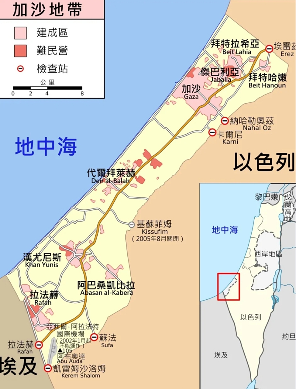 中东加沙地带形势示意图