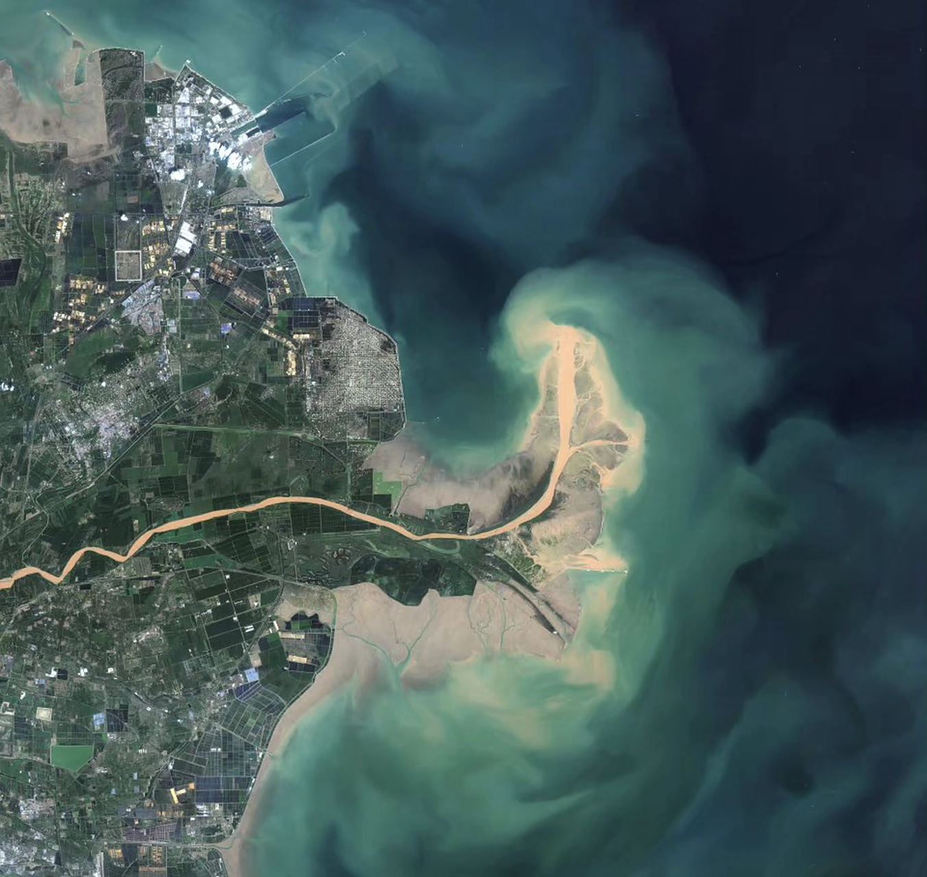 黄河入海口高清卫星图