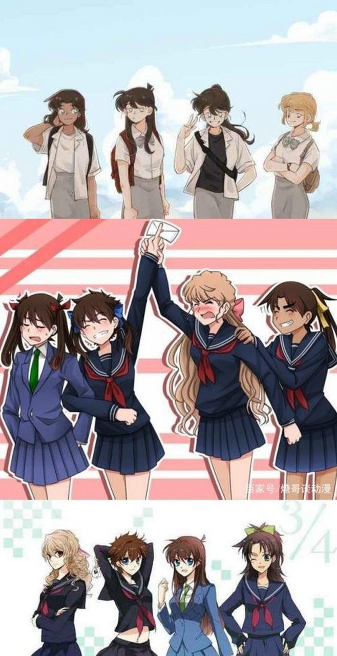 工藤新一,黑羽快斗,白马探,服部平次女版,来康康不一样的4/3