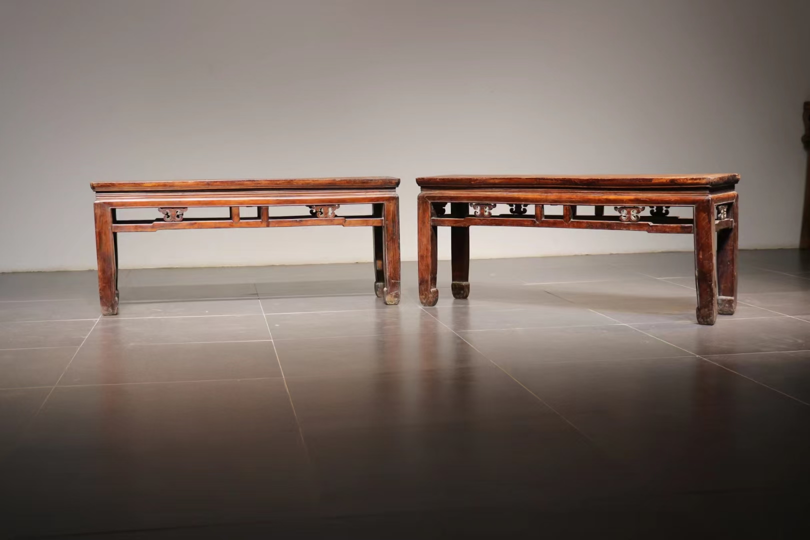 民国老榉木春凳/长凳/床尾凳一对 老家具 老物件有收藏使用价值, 尺寸