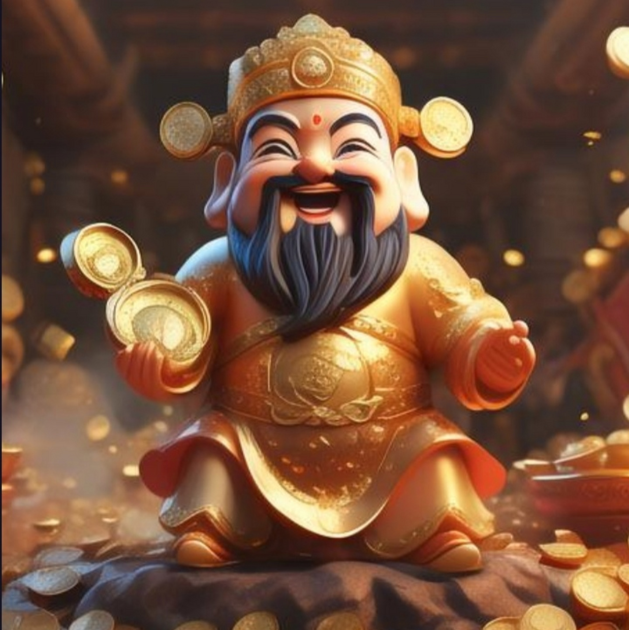 黄金财神,开金库发财,天命时运,地令利达,人性和合.