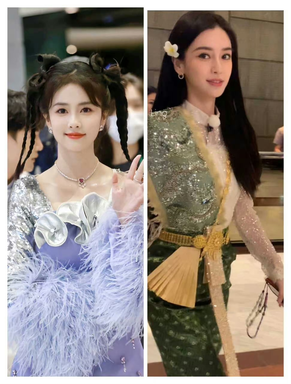 白鹿和angelababy杨颖的泰国饭拍生图,都好美啊!