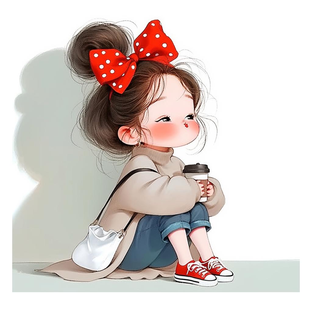 小美女静坐一隅,宛如一幅静谧画卷