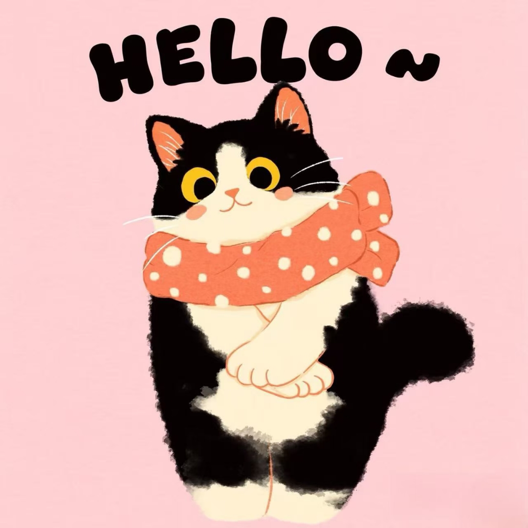 超萌黑白色猫咪,围着波点围巾,萌到心都化了!