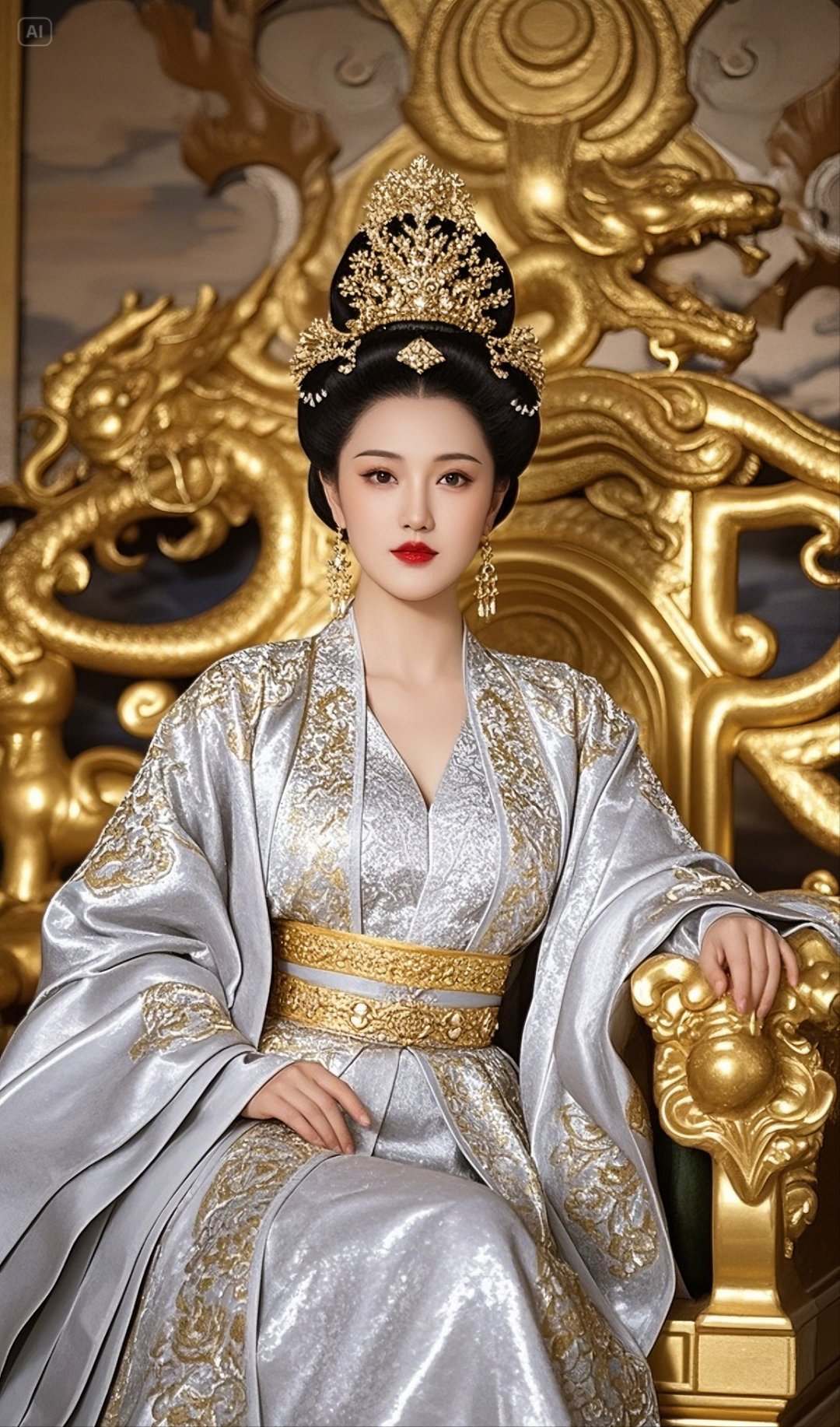 美女龙袍加身,不如本心自在,今日女皇体验卡龙椅上睥睨众生的五分钟
