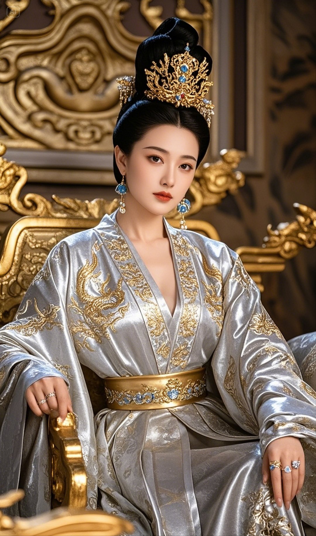 美女龙袍加身,不如本心自在,今日女皇体验卡龙椅上睥睨众生的五分钟