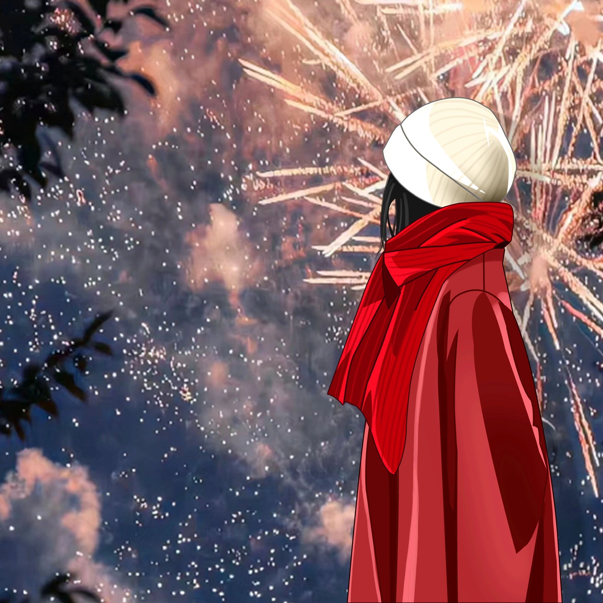 男生头像:烟花之下,深情款款的男孩,手握玫瑰,低头微笑,注视着女孩.