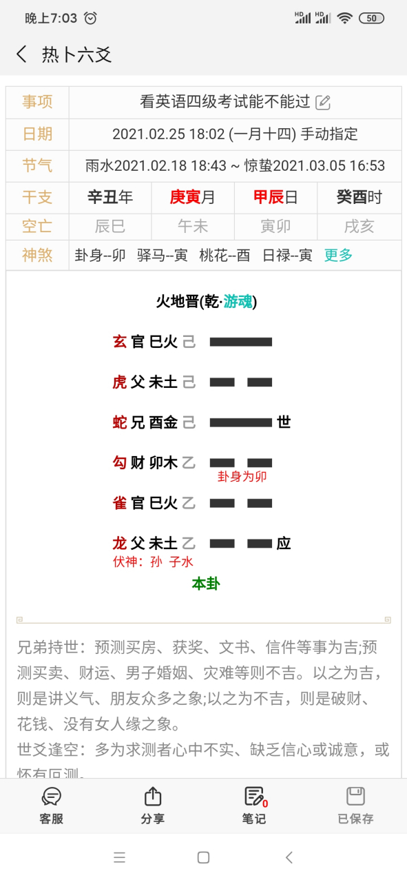 这卦是火地晋静卦,有进取之意.