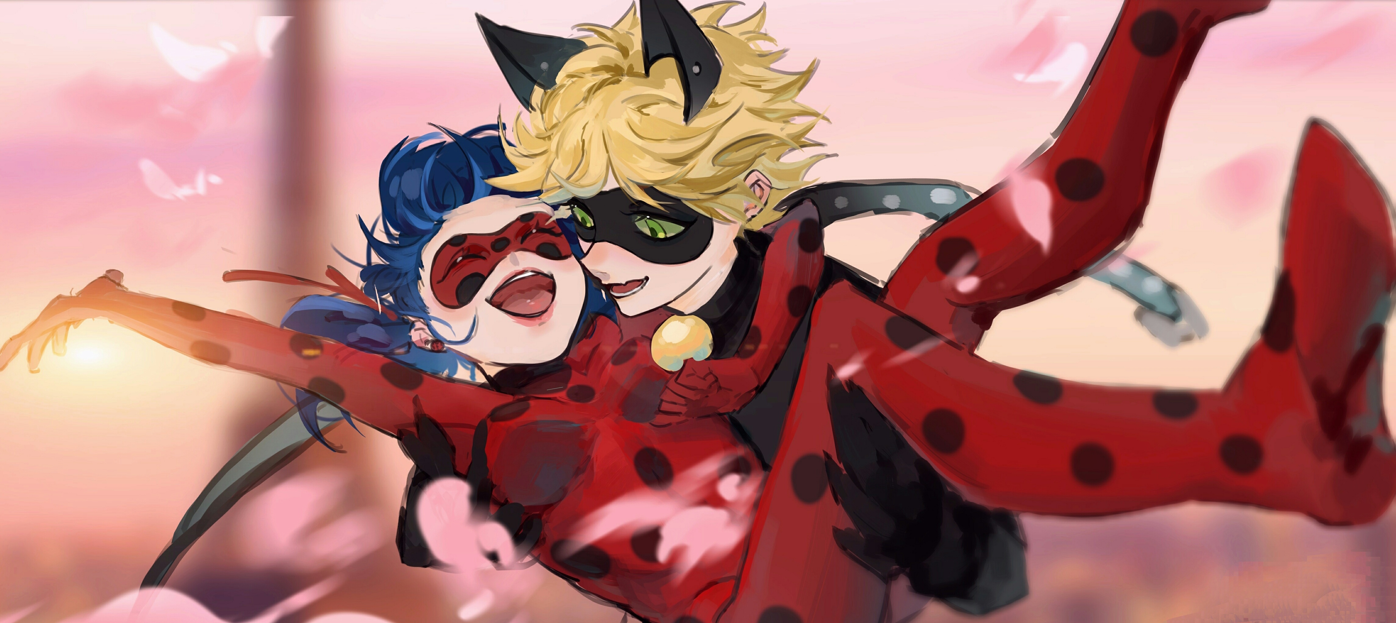 瓢虫雷迪#  chat  noir:my  lady,我没来晚吧 此时的alya默默地拿出