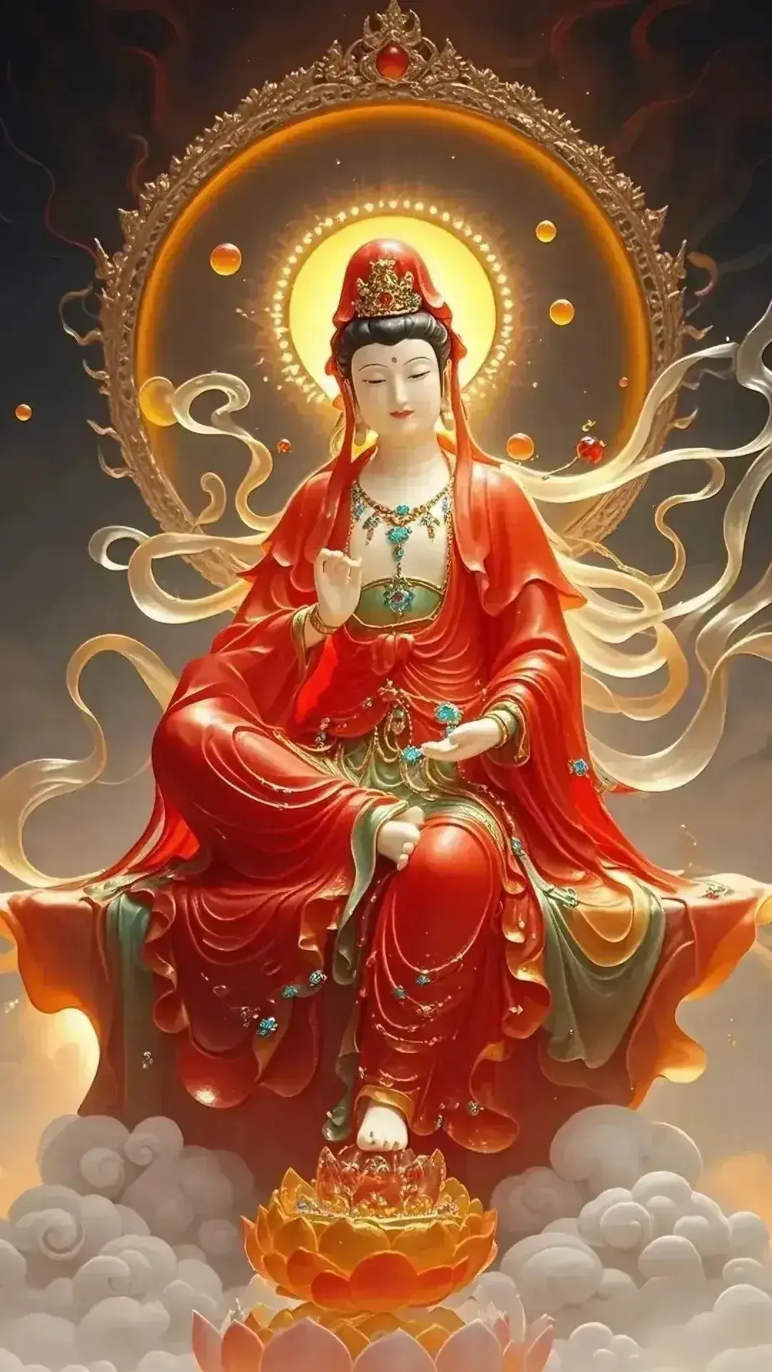 我怀着敬畏之心,向着那红衣菩萨的方向深深鞠躬,口中虔诚地念道:"