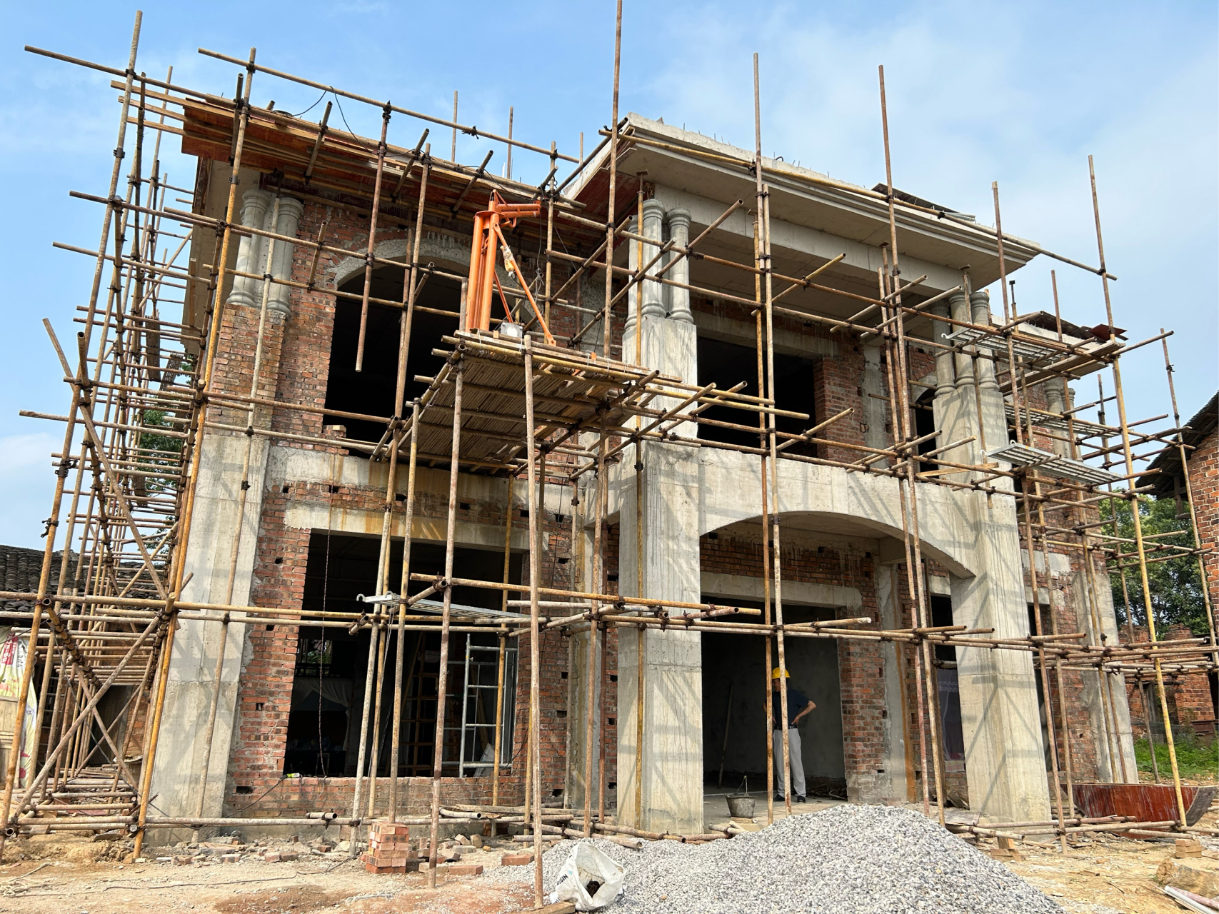 邵阳邵东廉桥占地160平三层小别墅施工60天进度