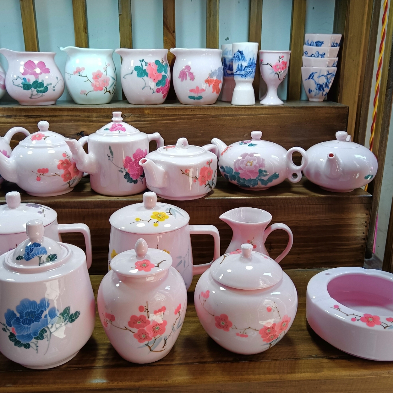 毛瓷仿7501系列经典老款翠竹红梅水点桃花芙蓉花,景德镇高温高白本地