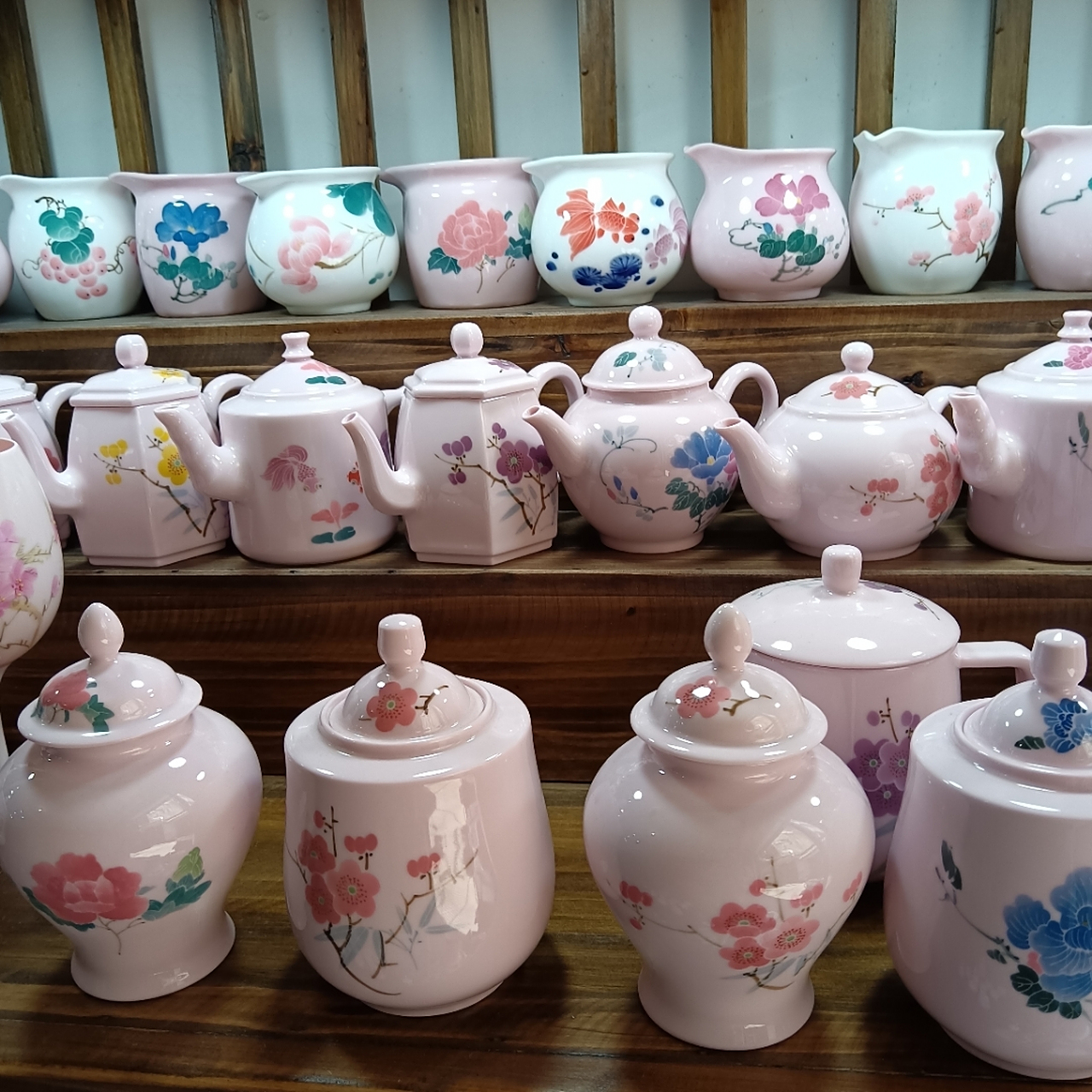 毛瓷仿7501系列经典老款翠竹红梅水点桃花芙蓉花,景德镇高温高白本地